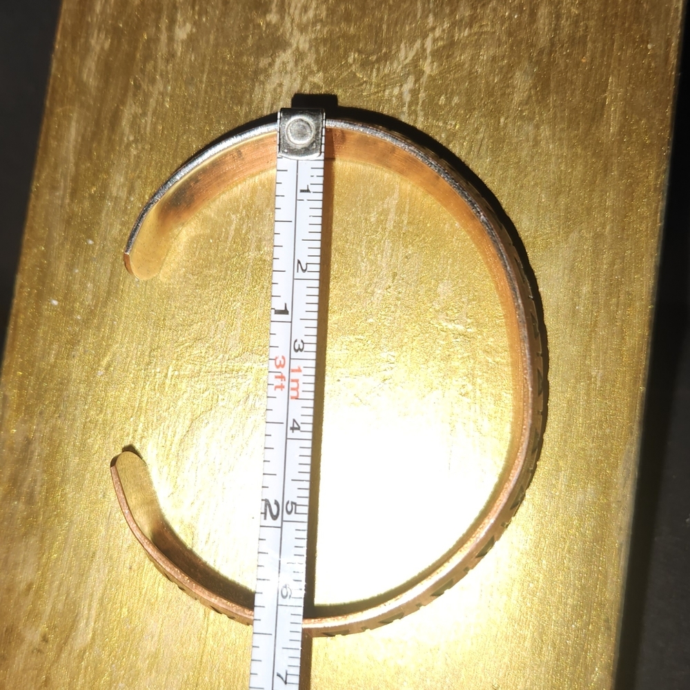 Solid Copper Cuff Bracelet With Black Tribal Desi… - image 3